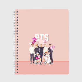Тетрадь с принтом BTS в Ухте, 100% бумага | 48 листов, плотность листов — 60 г/м2, плотность картонной обложки — 250 г/м2. Листы скреплены сбоку удобной пружинной спиралью. Уголки страниц и обложки скругленные. Цвет линий — светло-серый
 | army | bangtan | beyond | boys | bts | j hope | jimin | jin | jungkook | k pop | rm | scene | suga | the | v | армия | арэма | бтс | ви | джей хоупа | сюги | чимина | чина | чонгука