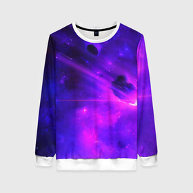 Женский свитшот 3D с принтом Метеориты в Ухте, 100% полиэстер с мягким внутренним слоем | круглый вырез горловины, мягкая резинка на манжетах и поясе, свободная посадка по фигуре | galaxy | nasa | nebula | space | star | абстракция | вселенная | галактика | звезда | звезды | космический | наса | огонь | планеты