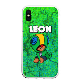 Чехол для iPhone XS Max матовый Brawl Stars Leon: в Ухте, Силикон | Область печати: задняя сторона чехла, без боковых панелей | brawl stars | brawl stars crow | brawl stars crow phoenix | brawl stars leon | brawl stars leon shark | brawl stars robot spike | brawl stars spike | бравл старс