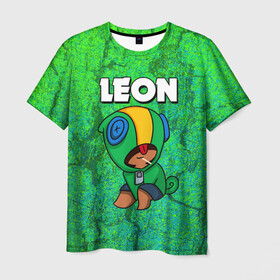 Мужская футболка 3D с принтом Brawl Stars Leon в Ухте, 100% полиэфир | прямой крой, круглый вырез горловины, длина до линии бедер | brawl stars | brawl stars crow | brawl stars crow phoenix | brawl stars leon | brawl stars leon shark | brawl stars robot spike | brawl stars spike | бравл старс