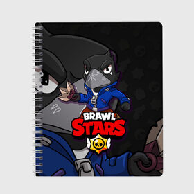 Тетрадь с принтом BRAWL STARS CROW в Ухте, 100% бумага | 48 листов, плотность листов — 60 г/м2, плотность картонной обложки — 250 г/м2. Листы скреплены сбоку удобной пружинной спиралью. Уголки страниц и обложки скругленные. Цвет линий — светло-серый
 | brawl stars | brawl stars crow | brawler | crow | бравл старз | бравлер | ворон