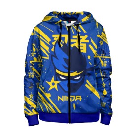 Детская толстовка 3D на молнии с принтом FORTNITE NINJA в Ухте, 100% полиэстер |  манжеты и пояс оформлены широкой мягкой резинкой, двухслойный капюшон со шнурком для регулировки, спереди карманы и застежка-молния
 | chapter 2 | fortnite | fortnite ninja | ninja | игры | ниндзя | нинзя | сюрекен | фортнайт