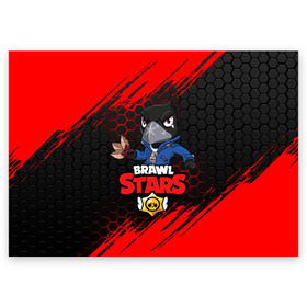 Поздравительная открытка с принтом BRAWL STARS  CROW / ВОРОН в Ухте, 100% бумага | плотность бумаги 280 г/м2, матовая, на обратной стороне линовка и место для марки
 | Тематика изображения на принте: 8 bit | 8 бит | brawl stars | bull | colt | crow | leon | leon shark | shark | stars | акула | берли | ворон | динамайк | кольт | леон | леон акула | нита | спайк | шелли | эль примо