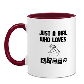 Кружка двухцветная с принтом ATEEZ в Ухте, керамика | объем — 330 мл, диаметр — 80 мм. Цветная ручка и кайма сверху, в некоторых цветах — вся внутренняя часть | ateez | bts | exo | k pop | kpop | music | twice | бтс | к поп | кпоп | музыка | поп