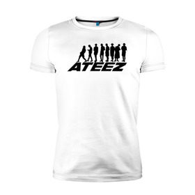 Мужская футболка премиум с принтом Ateez в Ухте, 92% хлопок, 8% лайкра | приталенный силуэт, круглый вырез ворота, длина до линии бедра, короткий рукав | Тематика изображения на принте: ateez | atiny | destiny | k pop | kpop | kq fellaz | атеез | атез | атэз | ёсан | к поп | кпоп | минки | сан | сонхва | тин поп | уён | хонджун | чонхо | эйтиз | эйтини | юнхо
