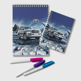 Блокнот с принтом Land Cruiser 200 в Ухте, 100% бумага | 48 листов, плотность листов — 60 г/м2, плотность картонной обложки — 250 г/м2. Листы скреплены удобной пружинной спиралью. Цвет линий — светло-серый
 | Тематика изображения на принте: land cruiser 200 | toyota | авто | автомобиль | автопробег | автоспорт | антарктида | арктика | внедорожники | ралли | спорткар | экстрим