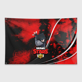 Флаг-баннер с принтом BRAWL STARS CROW в Ухте, 100% полиэстер | размер 67 х 109 см, плотность ткани — 95 г/м2; по краям флага есть четыре люверса для крепления | android | brawl stars | crow | games | leon | mobile game | stars | бравл старс | ворон | игры | леон | мобильные игры