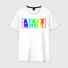 Мужская футболка хлопок с принтом Ateez в Ухте, 100% хлопок | прямой крой, круглый вырез горловины, длина до линии бедер, слегка спущенное плечо. | ateez | atiny | destiny | k pop | kpop | kq fellaz | атеез | атез | атэз | ёсан | к поп | кпоп | минки | сан | сонхва | тин поп | уён | хонджун | чонхо | эйтиз | эйтини | юнхо