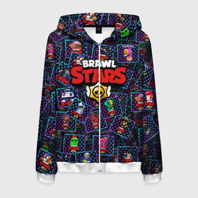 Мужская толстовка 3D на молнии с принтом BRAWL STARS ПЕРСОНАЖИ в Ухте, 100% полиэстер | длина до линии бедра, манжеты и пояс оформлены мягкой тканевой резинкой, двухслойный капюшон со шнурком для регулировки, спереди молния, по бокам два кармана | 8 bit | 8 бит | brawl | brawl stars | bull | colt | crow | jessie | leon | sandy | shell | spike | stars | бравл | бравл старс | браво старс | ворон | ворона | джесси | игра | кактус | кольт | компьютерная | леон | логотипы | логотипы игр 