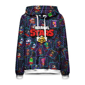 Мужская толстовка 3D с принтом BRAWL STARS ПЕРСОНАЖИ в Ухте, 100% полиэстер | двухслойный капюшон со шнурком для регулировки, мягкие манжеты на рукавах и по низу толстовки, спереди карман-кенгуру с мягким внутренним слоем. | 8 bit | 8 бит | brawl | brawl stars | bull | colt | crow | jessie | leon | sandy | shell | spike | stars | бравл | бравл старс | браво старс | ворон | ворона | джесси | игра | кактус | кольт | компьютерная | леон | логотипы | логотипы игр 