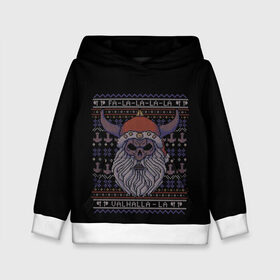 Детская толстовка 3D с принтом Vikings Xmas Sweater в Ухте, 100% полиэстер | двухслойный капюшон со шнурком для регулировки, мягкие манжеты на рукавах и по низу толстовки, спереди карман-кенгуру с мягким внутренним слоем | christmas | king | new | ragnar | skandinavia | snow | snowflakes | valhalla | vikings | xmas | year | вальхалла | викинги | год | король | новый | рагнар | рождество | скандинавия | снег