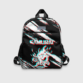Детский рюкзак 3D с принтом Samurai | Glitch. в Ухте, 100% полиэстер | лямки с регулируемой длиной, сверху петелька, чтобы рюкзак можно было повесить на вешалку. Основное отделение закрывается на молнию, как и внешний карман. Внутри дополнительный карман. По бокам два дополнительных кармашка | Тематика изображения на принте: cbp | cyberpunk 2077 | glitch | samurai | глитч | игра | киберпанк 2077 | самурай