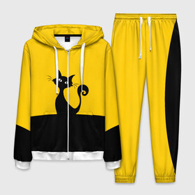 Мужской костюм 3D с принтом Гордый кот в Ухте, 100% полиэстер | Манжеты и пояс оформлены тканевой резинкой, двухслойный капюшон со шнурком для регулировки, карманы спереди | cat | гордый | гордый кот | кот | котэ | котяра | силуэт