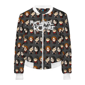 Женский бомбер 3D с принтом My Chemical Romance в Ухте, 100% полиэстер | застегивается на молнию, по бокам два кармана без застежек, мягкие манжеты, по низу бомбера и на воротнике — эластичная резинка | gerard way | mcr | my chemical romance | альтернативный | группа | джерард уэй | май кемикал романс | мкр | мой химический роман | мхр | мцр | панк | поп | поппанк | рок | рэй торо