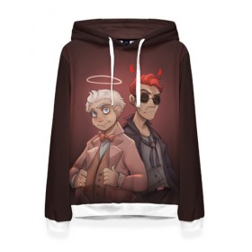 Женская толстовка 3D с принтом Азирафель и Азирафель в Ухте, 100% полиэстер  | двухслойный капюшон со шнурком для регулировки, мягкие манжеты на рукавах и по низу толстовки, спереди карман-кенгуру с мягким внутренним слоем. | good | omens | sheen | tennant | азирафель | ангел | благие знамения | демон | кроили | падший | теннант | шин