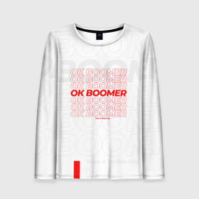 Женский лонгслив 3D Ok boomer 3D: в Ухте, 100% полиэстер | длинные рукава, круглый вырез горловины, полуприлегающий силуэт | boomer | casual | ok | ok boomer | бумер | зумеры | ок | ок бумер | хорошо