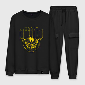 Мужской костюм хлопок с принтом Death Stranding в Ухте, 100% хлопок | на свитшоте круглая горловина, мягкая резинка по низу. Брюки заужены к низу, на них два вида карманов: два “обычных” по бокам и два объемных, с клапанами, расположенные ниже линии бедра. Брюки с мягкой трикотажной резинкой на поясе и по низу штанин. В поясе для дополнительного комфорта — широкие завязки | Тематика изображения на принте: daryl | death | death stranding | game | genius | hideo kojima | kojima productions | гений | дэрил | игра | норман ридус | хидэо кодзима