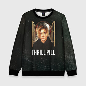 Детский свитшот 3D с принтом THRILL PILL - Грустная Песня в Ухте, 100% полиэстер | свободная посадка, прямой крой, мягкая тканевая резинка на рукавах и понизу свитшота | fuelle | logo | music | noir | pil | pill | rap | raper | symbol | thril | thrill | tril | trill | дамб | лого | музыка | пил | пилл | рэп | рэппер | сам | символ | трил | трилл | тхрил | тхрилл | фотографии | щит