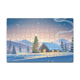 Пазл магнитный 126 элементов Новогодний дворик: в Ухте, полимерный материал с магнитным слоем | 126 деталей, размер изделия —  180*270 мм |