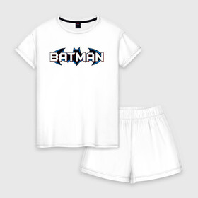 Женская пижама с шортиками хлопок с принтом Batman в Ухте, 100% хлопок | футболка прямого кроя, шорты свободные с широкой мягкой резинкой | arkham asylum | batman | batman and joker | batman and robin | dc | detective batman | detective comics | shtatbat