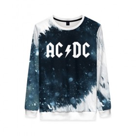 Женский свитшот 3D с принтом AC/DC в Ухте, 100% полиэстер с мягким внутренним слоем | круглый вырез горловины, мягкая резинка на манжетах и поясе, свободная посадка по фигуре | ac | ac dc | dc | music | rock | рок