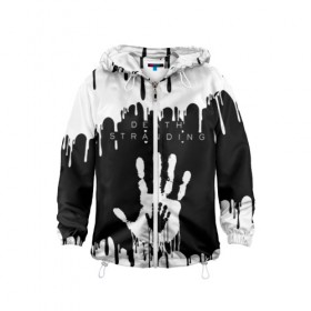 Детская ветровка 3D с принтом DEATH STRANDING в Ухте, 100% полиэстер | подол и капюшон оформлены резинкой с фиксаторами, по бокам два кармана без застежек, один потайной карман на груди | bridges uca | death stranded | death stranding | fragile express. | kojima productions | mikkelsen | void if tampered | кодзима гений | мадс миккельсен