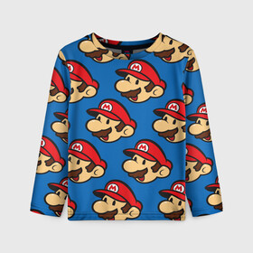 Детский лонгслив 3D с принтом MARIO EXCLUSIVE в Ухте, 100% полиэстер | длинные рукава, круглый вырез горловины, полуприлегающий силуэт
 | concept art | enemies | first level | fungus | game art | kirbys adventure | luigi’s mansion | mario | mario bros | minimalism | pixels | super mario | super mario 2 | марио