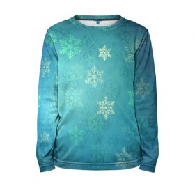 Детский лонгслив 3D с принтом Снежинки в Ухте, 100% полиэстер | длинные рукава, круглый вырез горловины, полуприлегающий силуэт
 | 