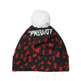 Шапка 3D c помпоном с принтом The Prodigy + Спина в Ухте, 100% полиэстер | универсальный размер, печать по всей поверхности изделия | die | flint | invaders must die | inviders | keith | keith charles flint | must | prodigy | the prodigy | кит | кит чарльз флинт | продиджи | флинт