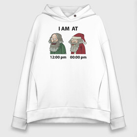 Женское худи Oversize хлопок с принтом I AM AT в Ухте, френч-терри — 70% хлопок, 30% полиэстер. Мягкий теплый начес внутри —100% хлопок | боковые карманы, эластичные манжеты и нижняя кромка, капюшон на магнитной кнопке | rick and morty | мультсериал | новый год | рик и морти | рождество