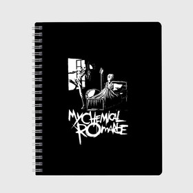 Тетрадь с принтом My Chemical Romance в Ухте, 100% бумага | 48 листов, плотность листов — 60 г/м2, плотность картонной обложки — 250 г/м2. Листы скреплены сбоку удобной пружинной спиралью. Уголки страниц и обложки скругленные. Цвет линий — светло-серый
 | gerard way | mcr | my chemical romance | альтернативный | группа | джерард уэй | май кемикал романс | мкр | мой химический роман | мхр | мцр | панк | поп | поппанк | рок | рэй торо