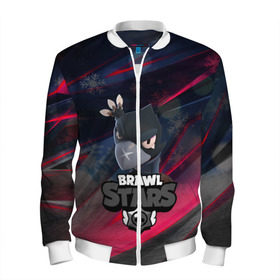 Мужской бомбер 3D с принтом Brawl Stars CROW SNOW в Ухте, 100% полиэстер | застегивается на молнию, по бокам два кармана без застежек, по низу бомбера и на воротнике - эластичная резинка | 2020 | android | background | brawl stars | crow | games | leon | mobile game | stars | бравл старс | ворон | игры | леон | мобильные игры | синий | снег | снежинки | текстура | фон