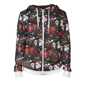 Женская толстовка 3D на молнии с принтом Hazbin Hotel в Ухте, 100% полиэстер | длина до линии бедра, манжеты и пояс оформлены мягкой тканевой резинкой, двухслойный капюшон со шнурком для регулировки, спереди молния, по бокам два кармана | hazbin hotel | мультсериал | отель хазбин