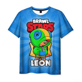 Мужская футболка 3D с принтом BRAWL STARS LEON в Ухте, 100% полиэфир | прямой крой, круглый вырез горловины, длина до линии бедер | brawl stars | brawl stars leon | brawler | leon | бравл старз | бравлер | леон