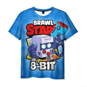 Мужская футболка 3D с принтом BRAWL STARS 8-BIT в Ухте, 100% полиэфир | прямой крой, круглый вырез горловины, длина до линии бедер | 8 bit | 8 бит | brawl stars | brawl stars 8 bit | brawler | бравл старз | бравлер