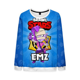Мужской свитшот 3D с принтом BRAWL STARS EMZ в Ухте, 100% полиэстер с мягким внутренним слоем | круглый вырез горловины, мягкая резинка на манжетах и поясе, свободная посадка по фигуре | Тематика изображения на принте: brawl stars | brawl stars emz | brawler | emz | бравл старз | бравлер | эмз