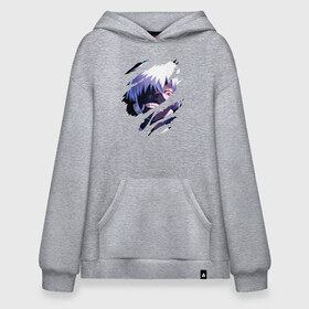 Худи SuperOversize хлопок с принтом Ken Kaneki в Ухте, 70% хлопок, 30% полиэстер, мягкий начес внутри | карман-кенгуру, эластичная резинка на манжетах и по нижней кромке, двухслойный капюшон
 | 