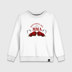 Детский свитшот хлопок с принтом MMA в Ухте, 100% хлопок | круглый вырез горловины, эластичные манжеты, пояс и воротник | mma | бокс | единоборства | смешанные | спорт