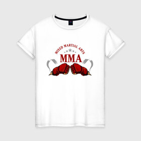 Женская футболка хлопок с принтом MMA в Ухте, 100% хлопок | прямой крой, круглый вырез горловины, длина до линии бедер, слегка спущенное плечо | mma | бокс | единоборства | смешанные | спорт