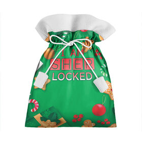 Подарочный 3D мешок с принтом Новогодний Sherlock в Ухте, 100% полиэстер | Размер: 29*39 см | Тематика изображения на принте: 221b | bbc | benedict cumberbatch | john watson | mark gatiss | martin freeman | sherlock holmes | steven moffat | бейкер | джон ватсон | мориарти | стрит | шерлок