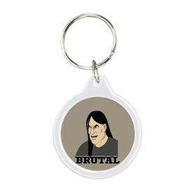 Брелок круглый с принтом Dethklok Nathan в Ухте, пластик и полированная сталь | круглая форма, металлическое крепление в виде кольца | Тематика изображения на принте: death metal | dethklok | meme | metalocalypse | music | nathan explosion