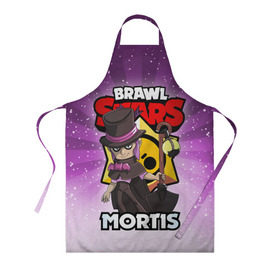 Фартук 3D с принтом BRAWL STARS MORTIS в Ухте, 100% полиэстер | общий размер — 65 х 85 см, ширина нагрудника — 26 см, горловина — 53 см, длина завязок — 54 см, общий обхват в поясе — 173 см. Принт на завязках и на горловине наносится с двух сторон, на основной части фартука — только с внешней стороны | brawl stars | brawl stars mortis | brawler | mortis | бравл старз | бравлер | мортис
