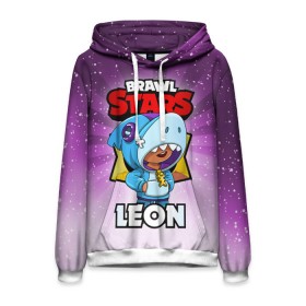 Мужская толстовка 3D с принтом BRAWL STARS LEON в Ухте, 100% полиэстер | двухслойный капюшон со шнурком для регулировки, мягкие манжеты на рукавах и по низу толстовки, спереди карман-кенгуру с мягким внутренним слоем. | brawl stars | brawl stars leon | brawler | leon | бравл старз | бравлер | леон