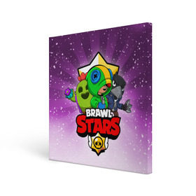 Холст квадратный с принтом BRAWL STARS в Ухте, 100% ПВХ |  | brawl stars | brawler | crow | leon | spike | бравл старз | бравлер | ворон | леон | спайк