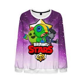 Мужской свитшот 3D с принтом BRAWL STARS в Ухте, 100% полиэстер с мягким внутренним слоем | круглый вырез горловины, мягкая резинка на манжетах и поясе, свободная посадка по фигуре | brawl stars | brawler | crow | leon | spike | бравл старз | бравлер | ворон | леон | спайк
