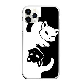 Чехол для iPhone 11 Pro матовый с принтом ДВА КОТА КУВЫРКАЮТСЯ в Ухте, Силикон |  | Тематика изображения на принте: black white | два кота кувыркаются | животные | котики | коты | черно белое