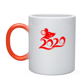 Кружка хамелеон с принтом Год крысы 2020. в Ухте, керамика | меняет цвет при нагревании, емкость 330 мл | Тематика изображения на принте: 