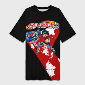 Платье-футболка 3D с принтом Бейблэйд на черном в Ухте,  |  | bakuten shoot | beyblade | beyblade burst | burst | бейблейд | киномия | такао | такао киномия