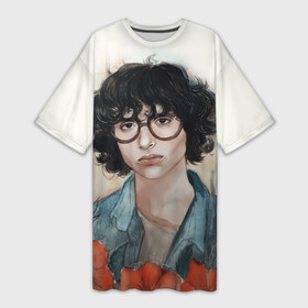 Платье-футболка 3D с принтом finn wolfhard в Ухте,  |  | finn wolfhard | очень странные дела | финн вулфард