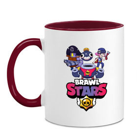 Кружка двухцветная с принтом Brawl Stars в Ухте, керамика | объем — 330 мл, диаметр — 80 мм. Цветная ручка и кайма сверху, в некоторых цветах — вся внутренняя часть | brawl | brawl stars | crow | leon | stars | бравл | бравл старс | браво старс | игра | компьютерная | кров | леон | онлайн | старс